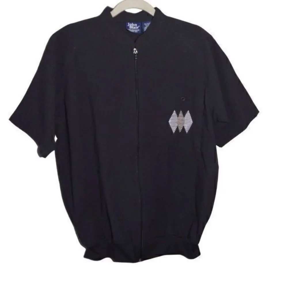 Vintage John Blair 80’s/90’s Black Zipper‎ Shirt Sz M - Picture 2 of 8